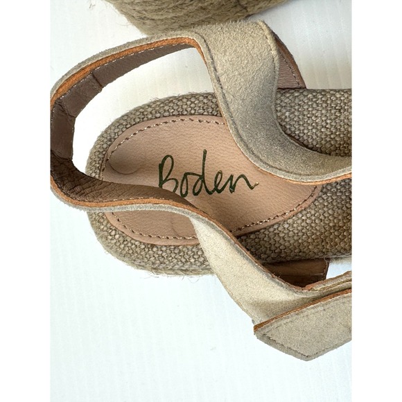 Boden Geometric Espadrille Wedges Sandals Women 38 US 7 NWOT $120‎ Leather Beige